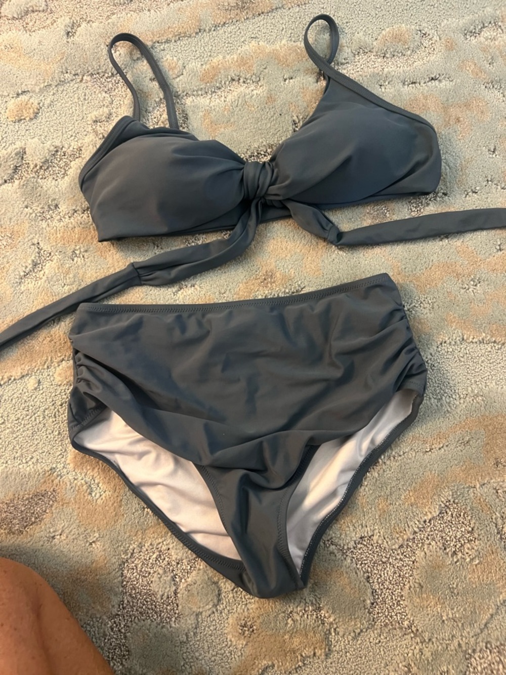 Two-Piece Knot Front Bikini Set in Slate Gray